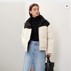 Maje Shearling Puffer Coat